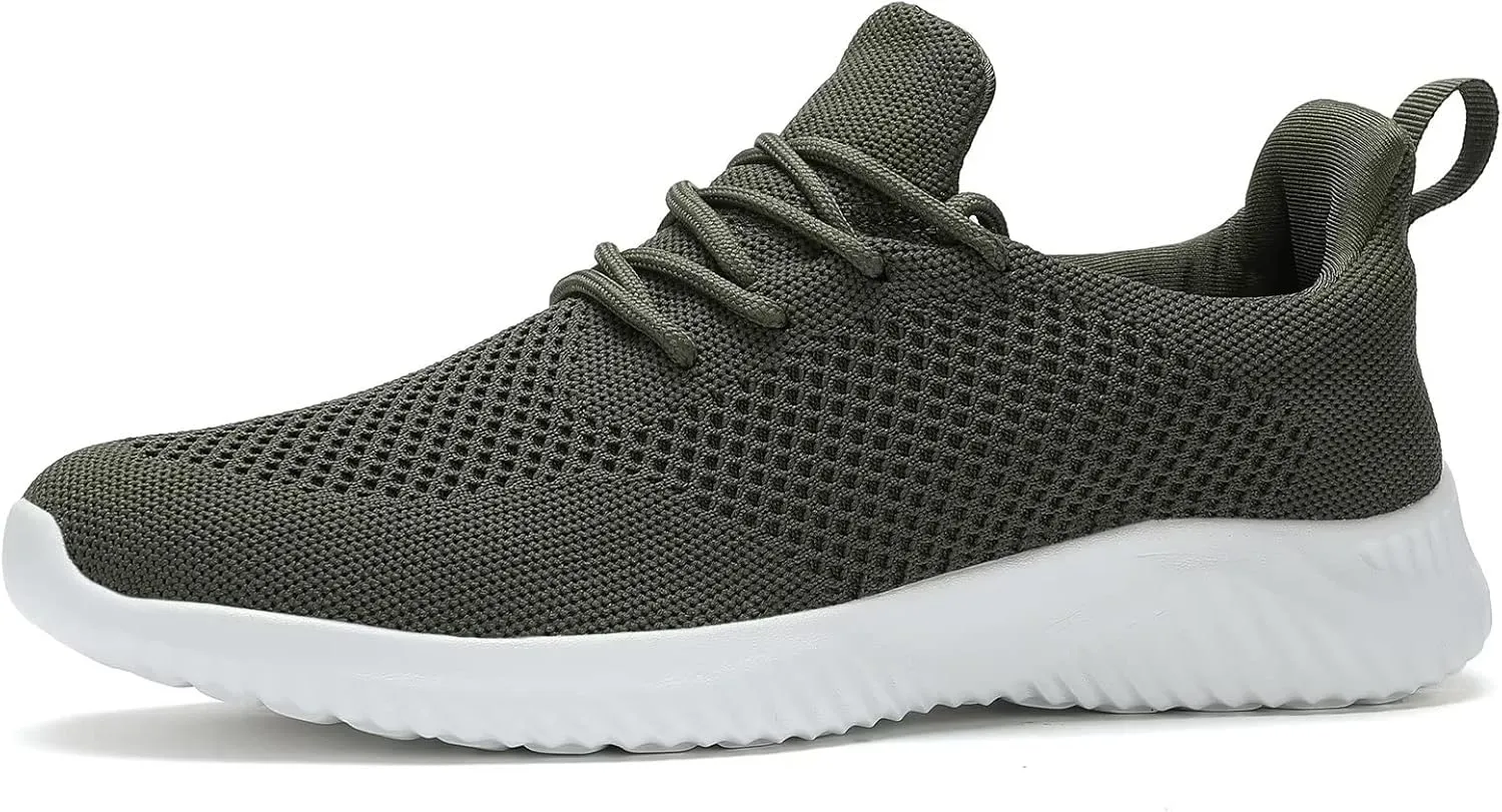Mens Slip-on Tennis Shoes Walking Running Sneakers Lightweight Breathable Casual Soft Sole Mesh Work Gym Trainers