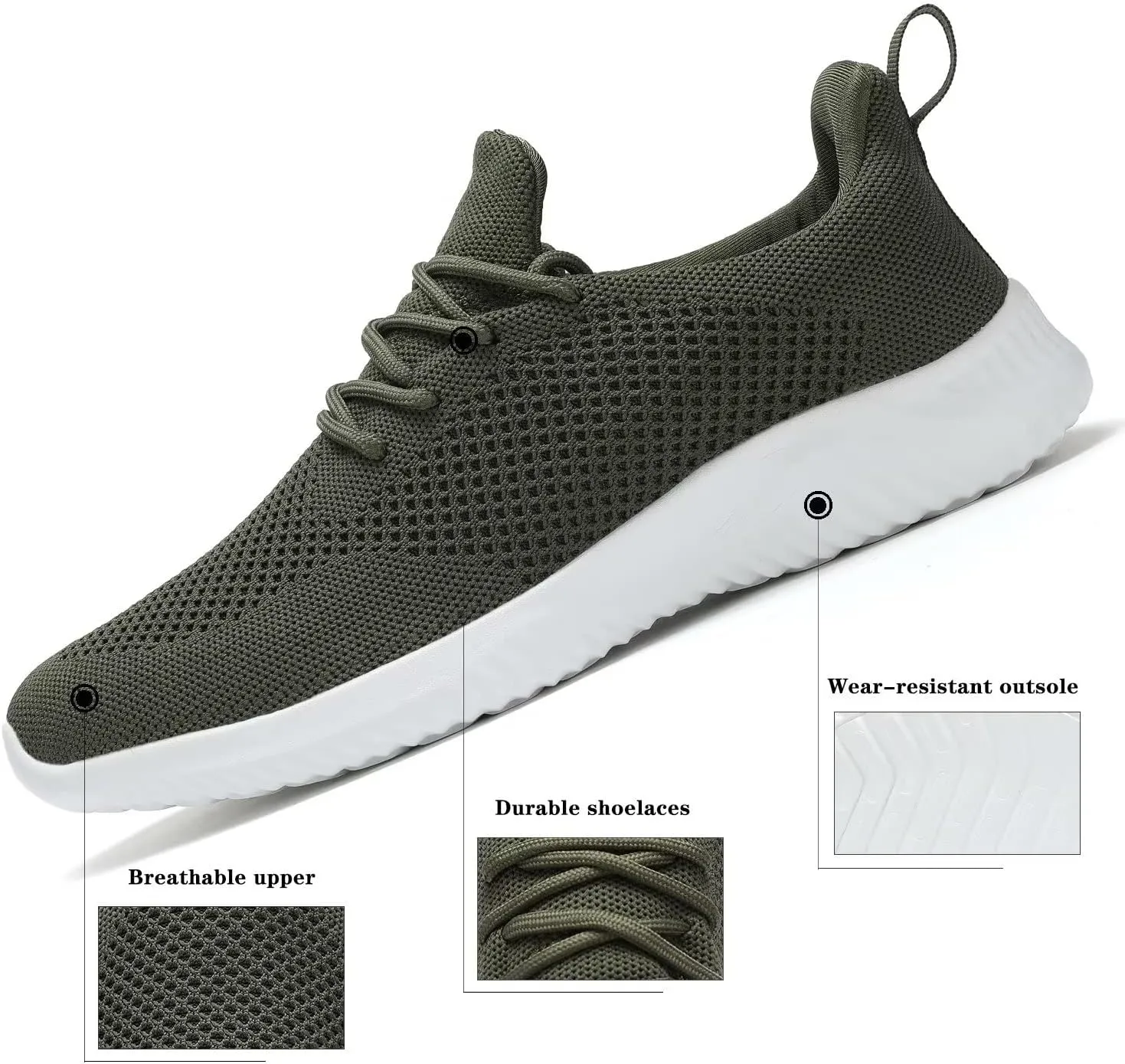 Mens Slip-on Tennis Shoes Walking Running Sneakers Lightweight Breathable Casual Soft Sole Mesh Work Gym Trainers