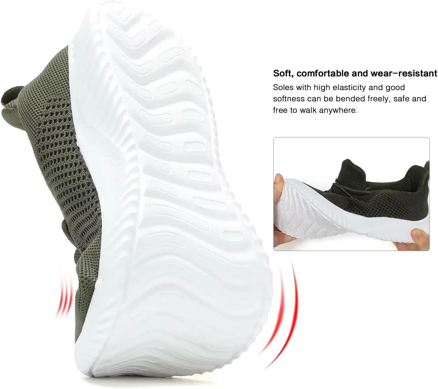 Mens Slip-on Tennis Shoes Walking Running Sneakers Lightweight Breathable Casual Soft Sole Mesh Work Gym Trainers