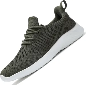 Mens Slip-on Tennis Shoes Walking Running Sneakers Lightweight Breathable Casual Soft Sole Mesh Work Gym Trainers