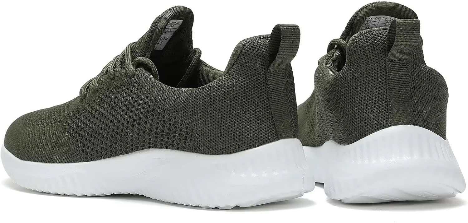 Mens Slip-on Tennis Shoes Walking Running Sneakers Lightweight Breathable Casual Soft Sole Mesh Work Gym Trainers