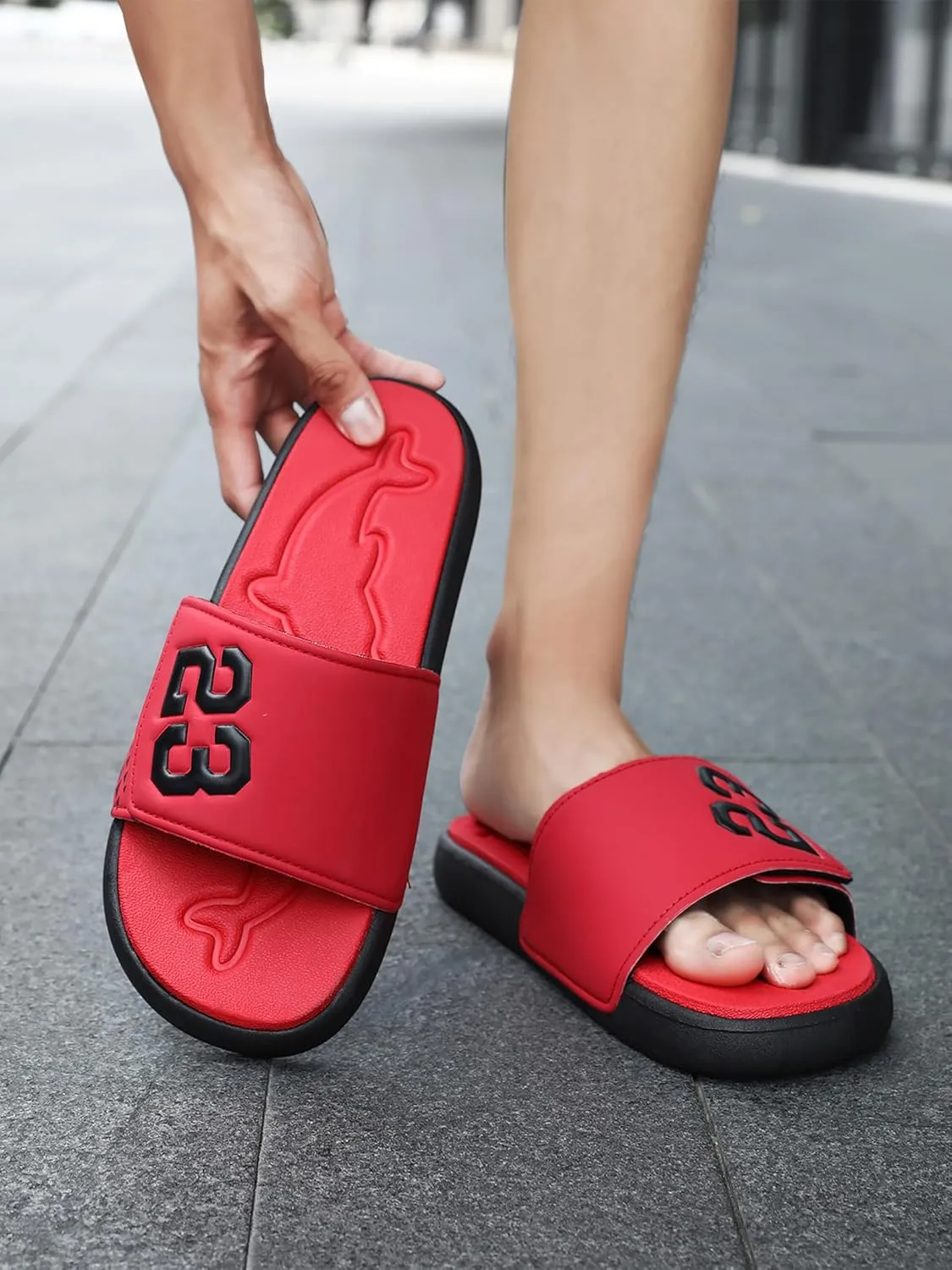 Men's Sport Slide Sandals, Flexible Midsole, Casual Beach Slides