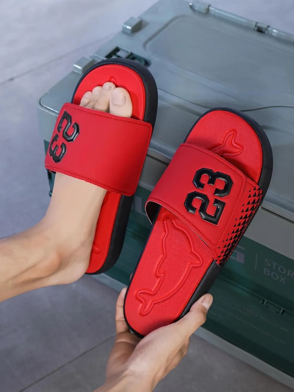 Men's Sport Slide Sandals, Flexible Midsole, Casual Beach Slides