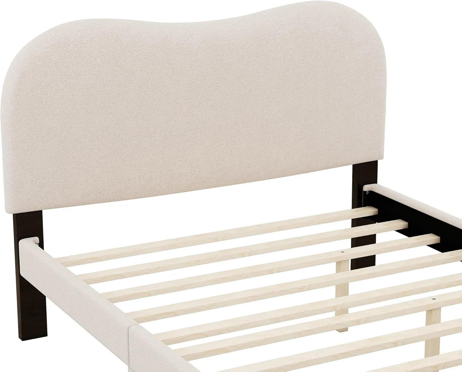 Merax Full Size Upholstered Platform Bed with Wood Supporting Feet, Beige