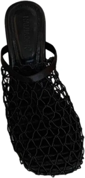 Mesh Heeled Mule Sandals for Women Square Toe Back Strap Wedge Slides Sandal Fashion Summer Beach Casual Flats Shoes