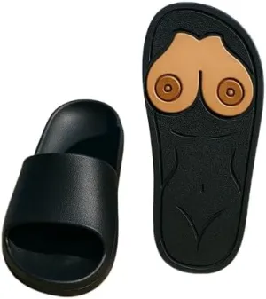 Middle Finger Funny Slippers,Hidden Shaped,Funny QuickDry Beach Slippers With Hidden Design,Parody Creative Sandals