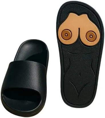 Middle Finger Funny Slippers,Hidden Shaped,Funny QuickDry Beach Slippers With Hidden Design,Parody Creative Sandals