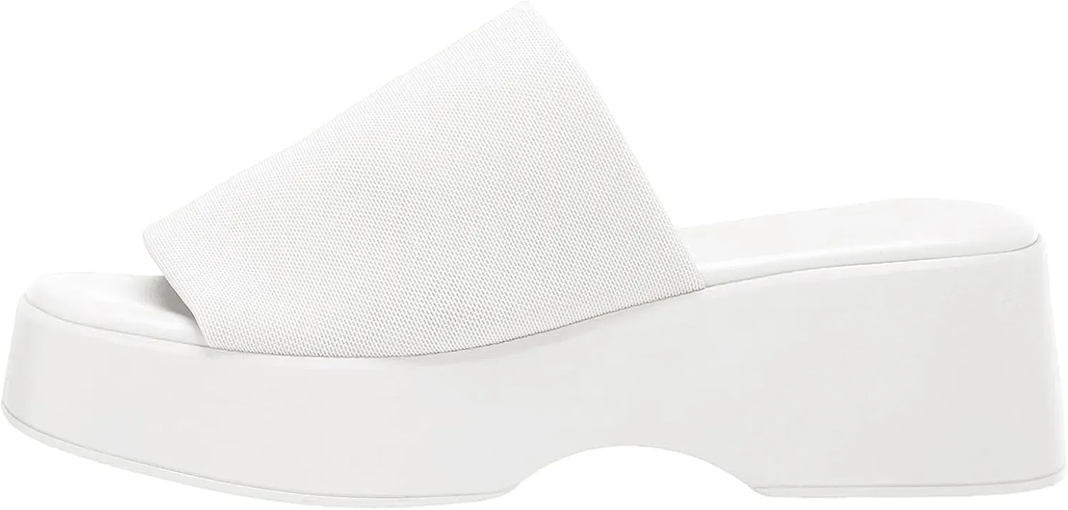 Minshluu Womens Wedge SIides Sandals Platform Open Toe Slip On Elastic Band Wedges Shoes