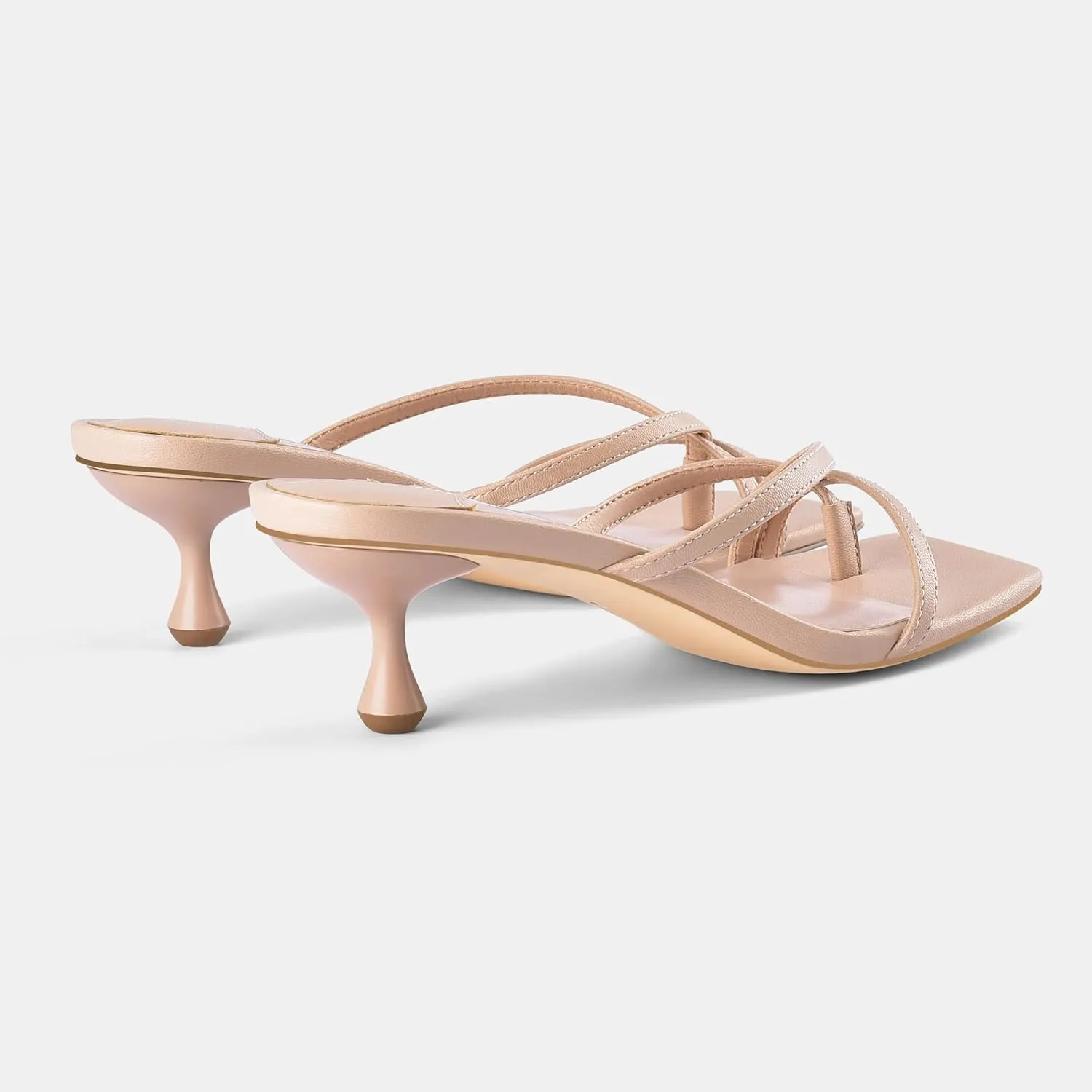 MIRAAZZURRA Flip Flop Kitten Heels Square Open Toe Thong Low Heels Strappy Slip On Slide Sandals Daily Party Shoes