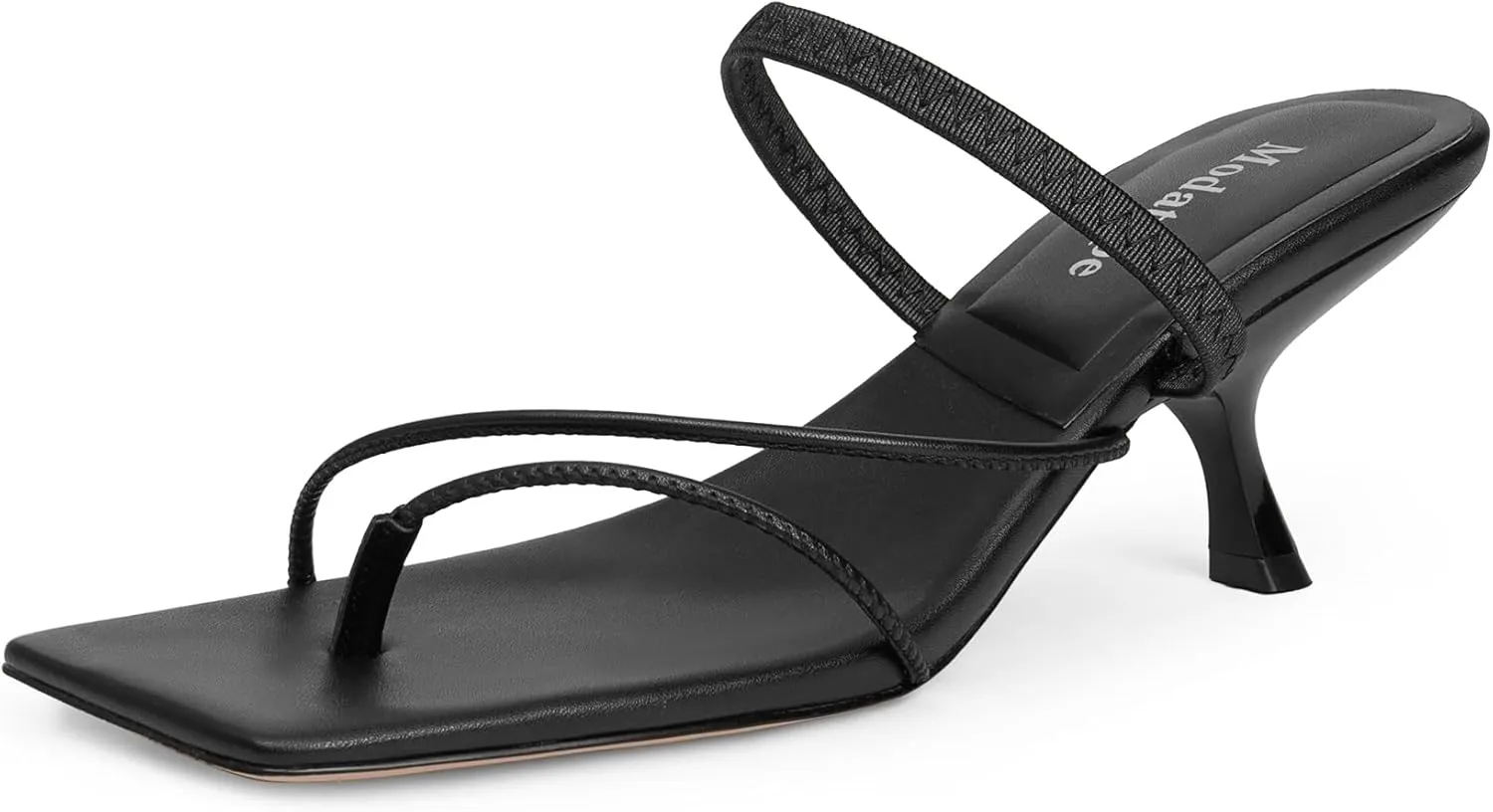 Modatope Flip Flops Sandals for Womens Kitten Heels Square Open Toe Slip on Strappy Comfort Dress Party Shoes