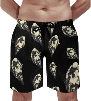 Motorcycle Rider Riding Beach Shorts for Men Elastic Swim Trunks Quick Dry Bathing Suit Hawaiian Short