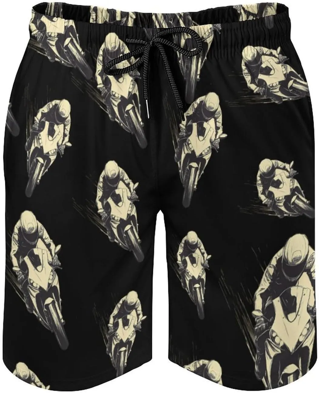 Motorcycle Rider Riding Beach Shorts for Men Elastic Swim Trunks Quick Dry Bathing Suit Hawaiian Short