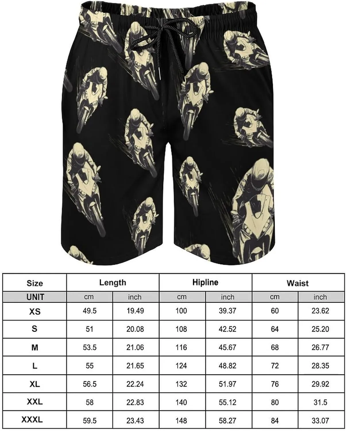 Motorcycle Rider Riding Beach Shorts for Men Elastic Swim Trunks Quick Dry Bathing Suit Hawaiian Short