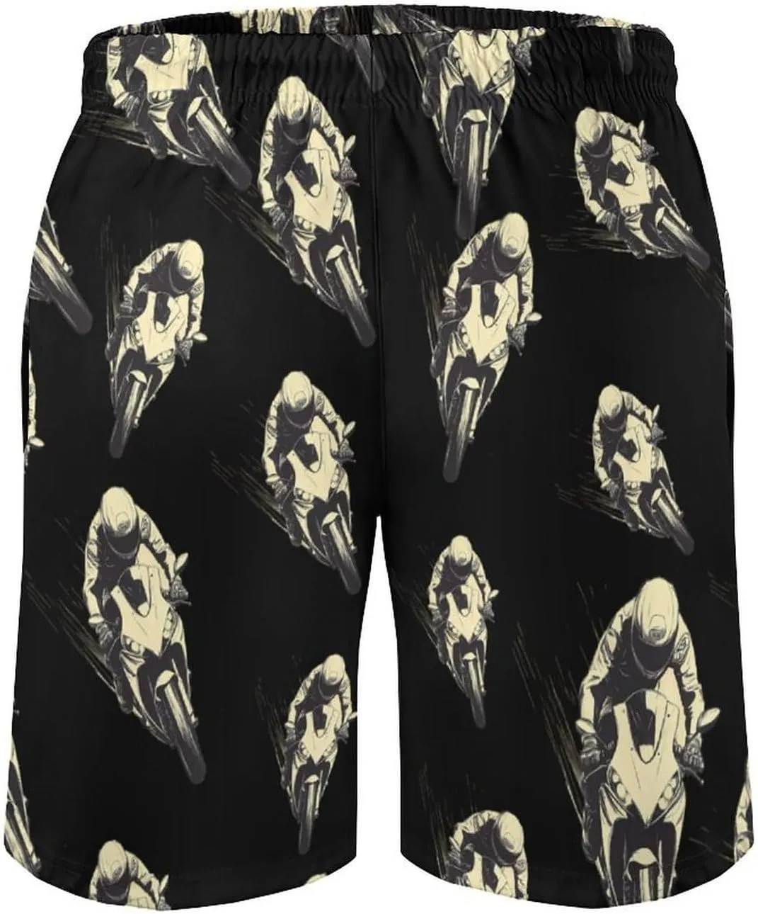 Motorcycle Rider Riding Beach Shorts for Men Elastic Swim Trunks Quick Dry Bathing Suit Hawaiian Short