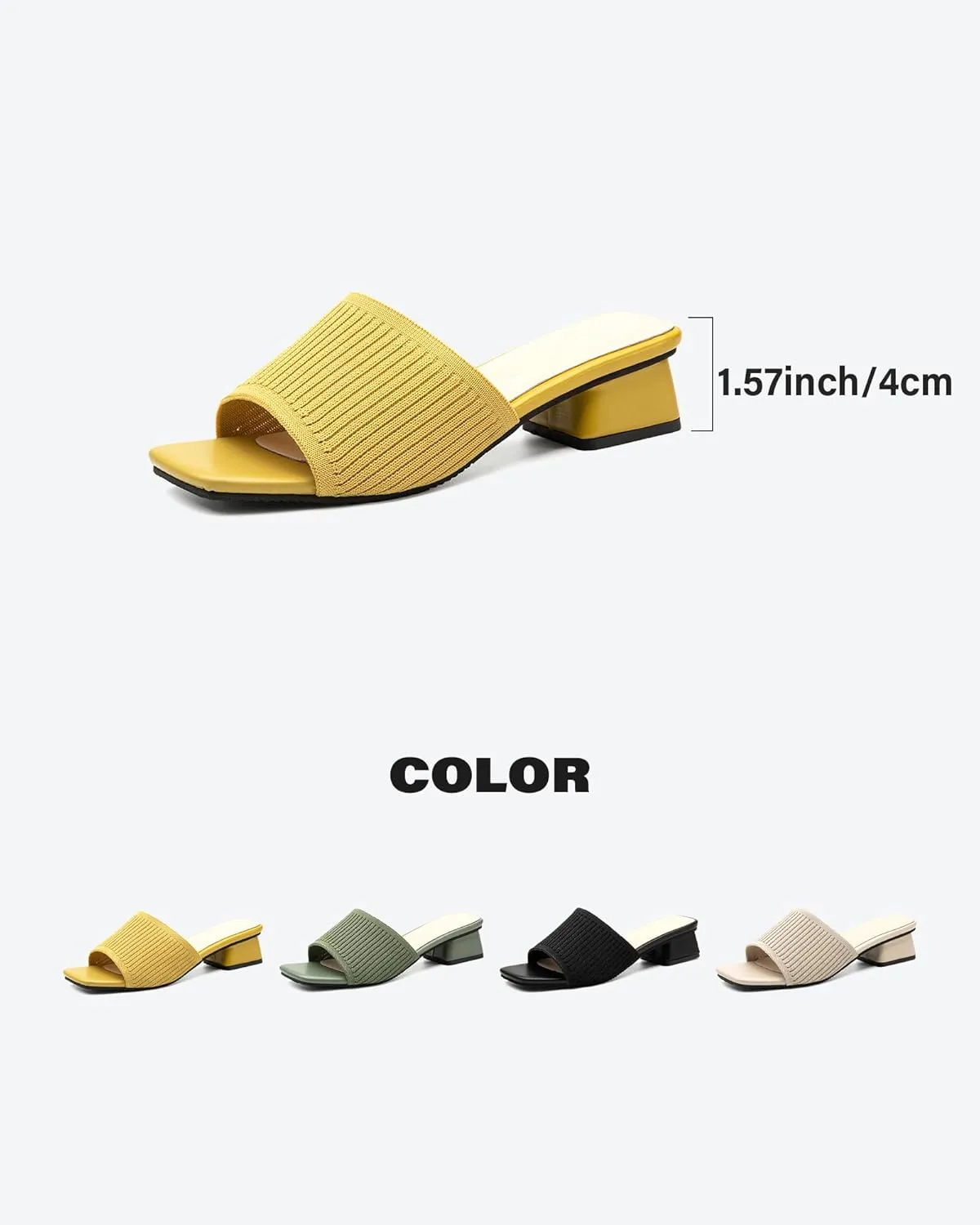 Mousse FIT Women's Breathable Chunky Square Toe Mule Sandals