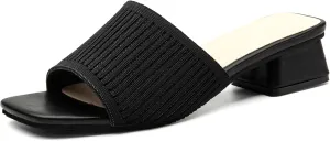Mousse FIT Women's Breathable Chunky Square Toe Mule Sandals