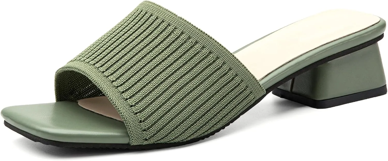 Mousse FIT Women's Breathable Chunky Square Toe Mule Sandals