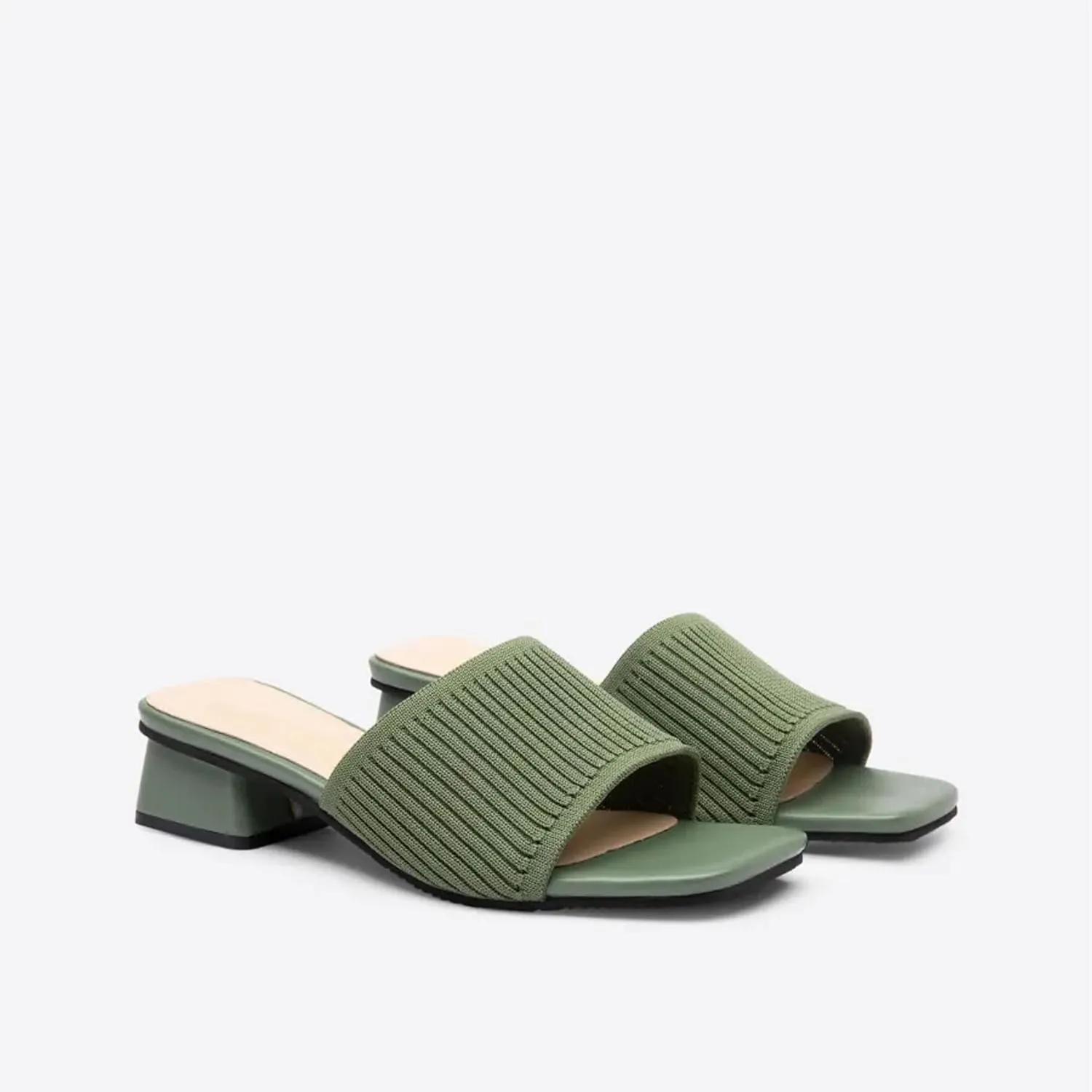 Mousse FIT Women's Breathable Chunky Square Toe Mule Sandals