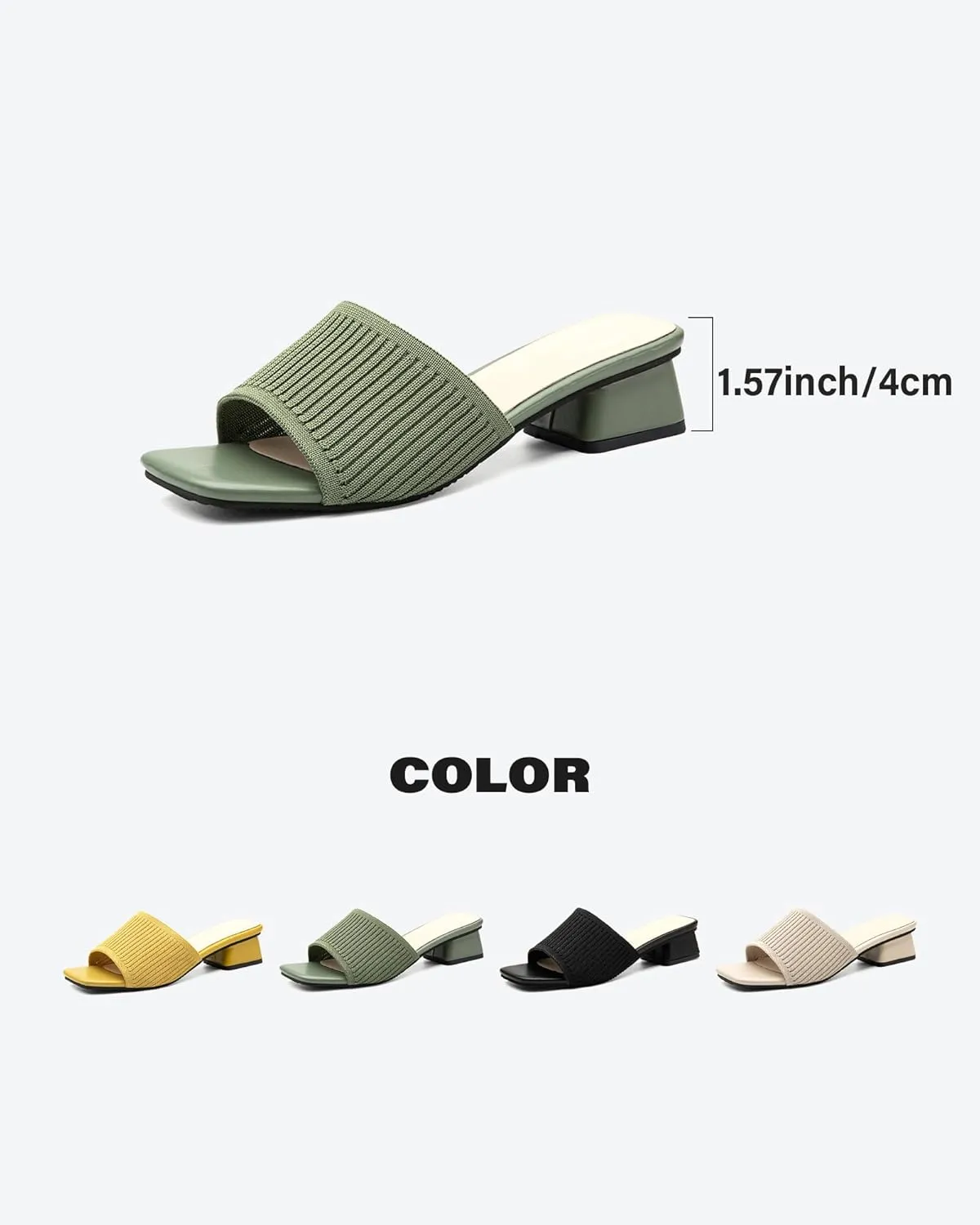 Mousse FIT Women's Breathable Chunky Square Toe Mule Sandals