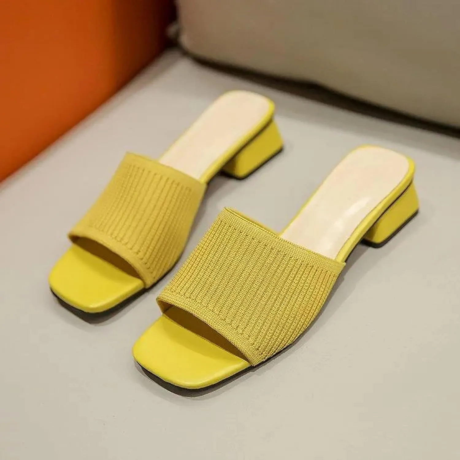 Mousse FIT Women's Breathable Chunky Square Toe Mule Sandals
