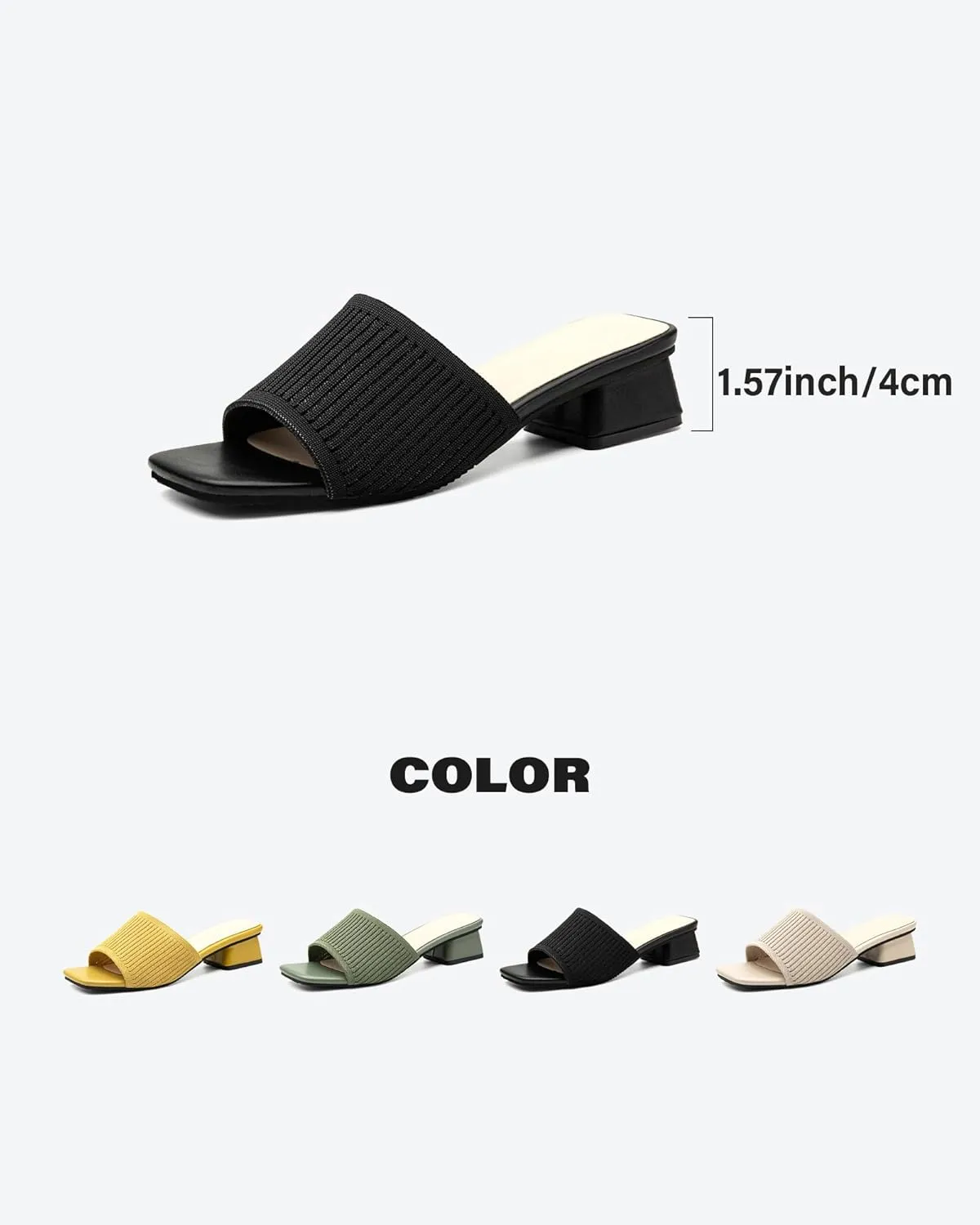 Mousse FIT Women's Breathable Chunky Square Toe Mule Sandals