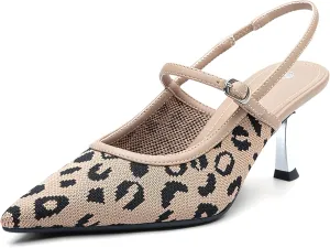 Mousse FIT Women's Pointed Toe Heel Mules for Women Knit Heeled Sandals Mules Shoes