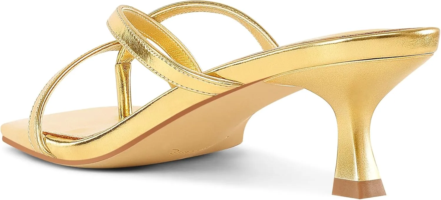 MUCCCUTE Kitten Heels for Women Square Open Toe Flip Flop Heels 2inch Thong Heeled Sandals