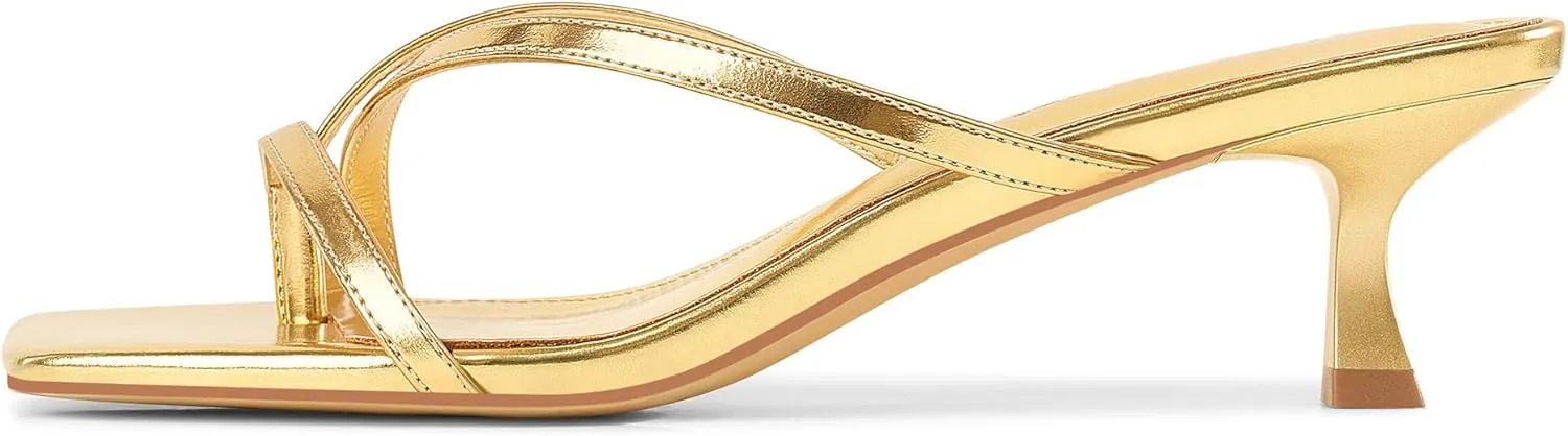 MUCCCUTE Kitten Heels for Women Square Open Toe Flip Flop Heels 2inch Thong Heeled Sandals