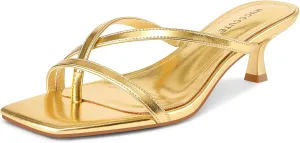 MUCCCUTE Kitten Heels for Women Square Open Toe Flip Flop Heels 2inch Thong Heeled Sandals