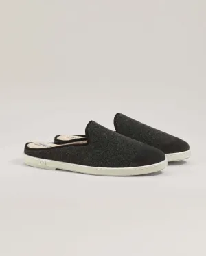 Mule homme laine, gris noir