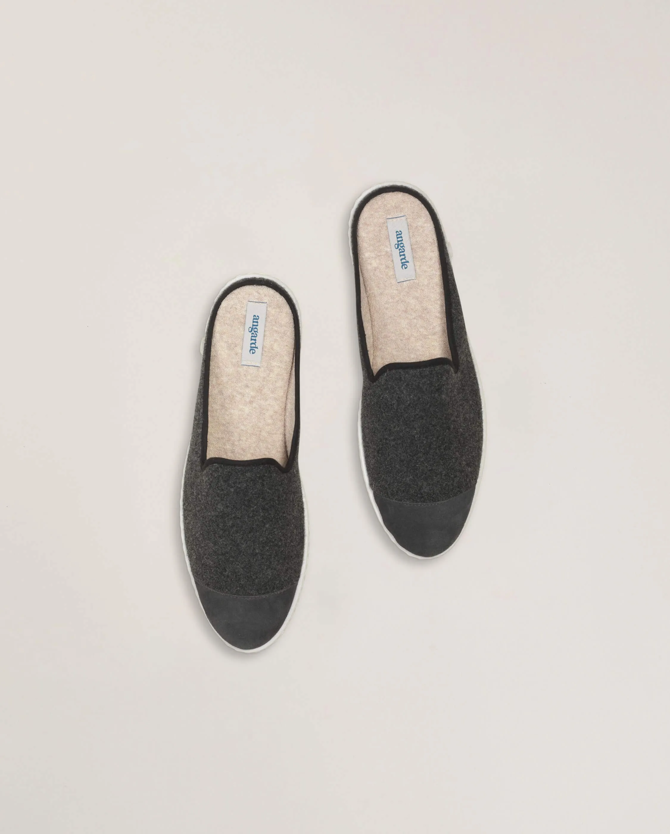 Mule homme laine, gris noir