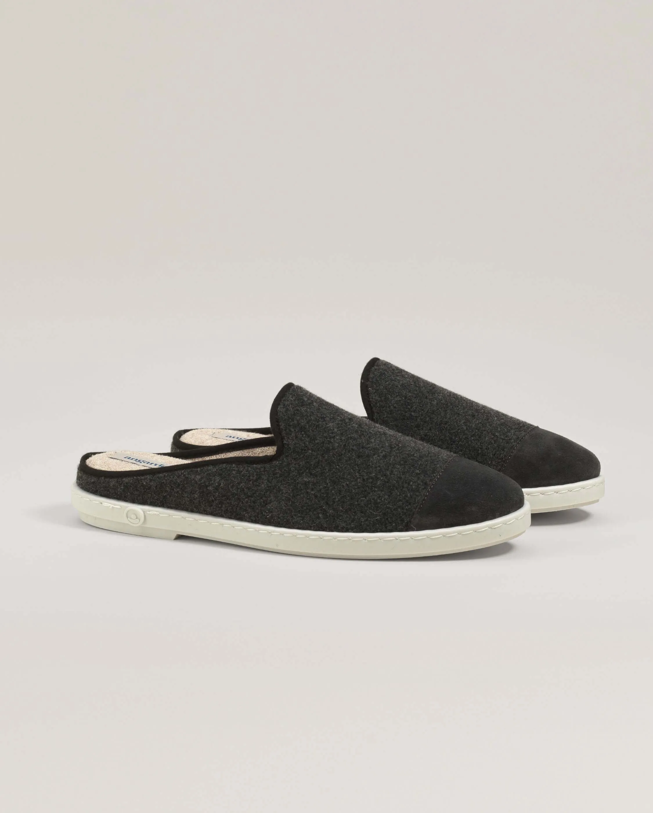 Mule homme laine, gris noir