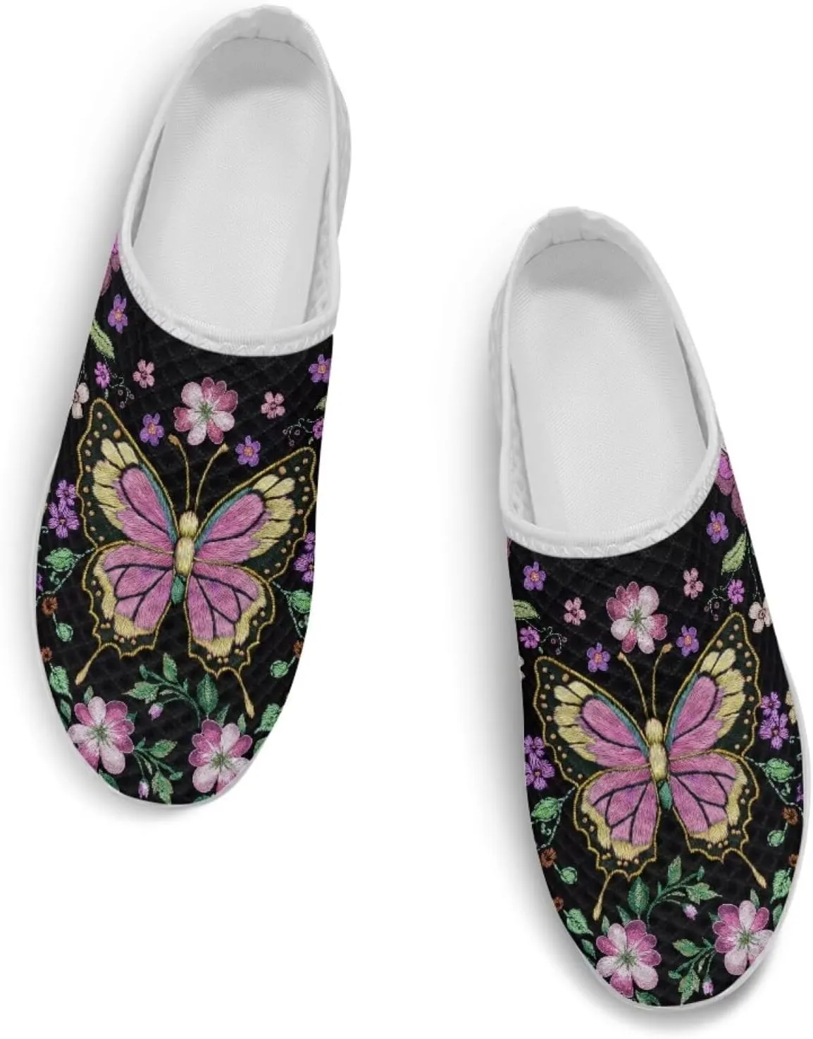 Mule Shoes for Women Summer Novelty Butterfly Outdoor Non-Slip Sneakers Hand Free Garden Walking Shoes Slip On