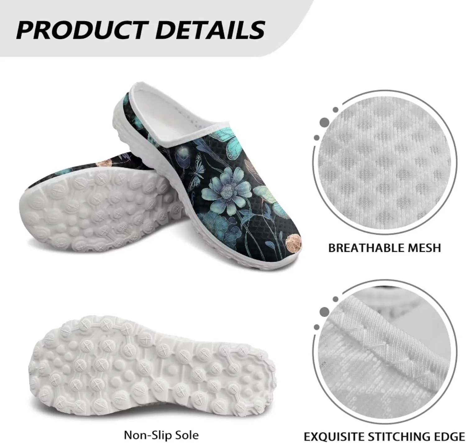 Mule Shoes for Women Summer Novelty Butterfly Outdoor Non-Slip Sneakers Hand Free Garden Walking Shoes Slip On