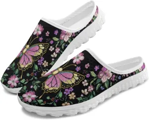 Mule Shoes for Women Summer Novelty Butterfly Outdoor Non-Slip Sneakers Hand Free Garden Walking Shoes Slip On