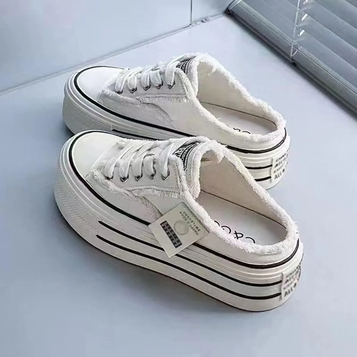 Mule Sneakers for Women 2025,Women's Canvas Mule Sneakers, Slip on Platform Sneakers for Women,Breathable Casual Shoes Indoor Outdoor, Comfortable Slip-On Mule Backless Holiday Shoes