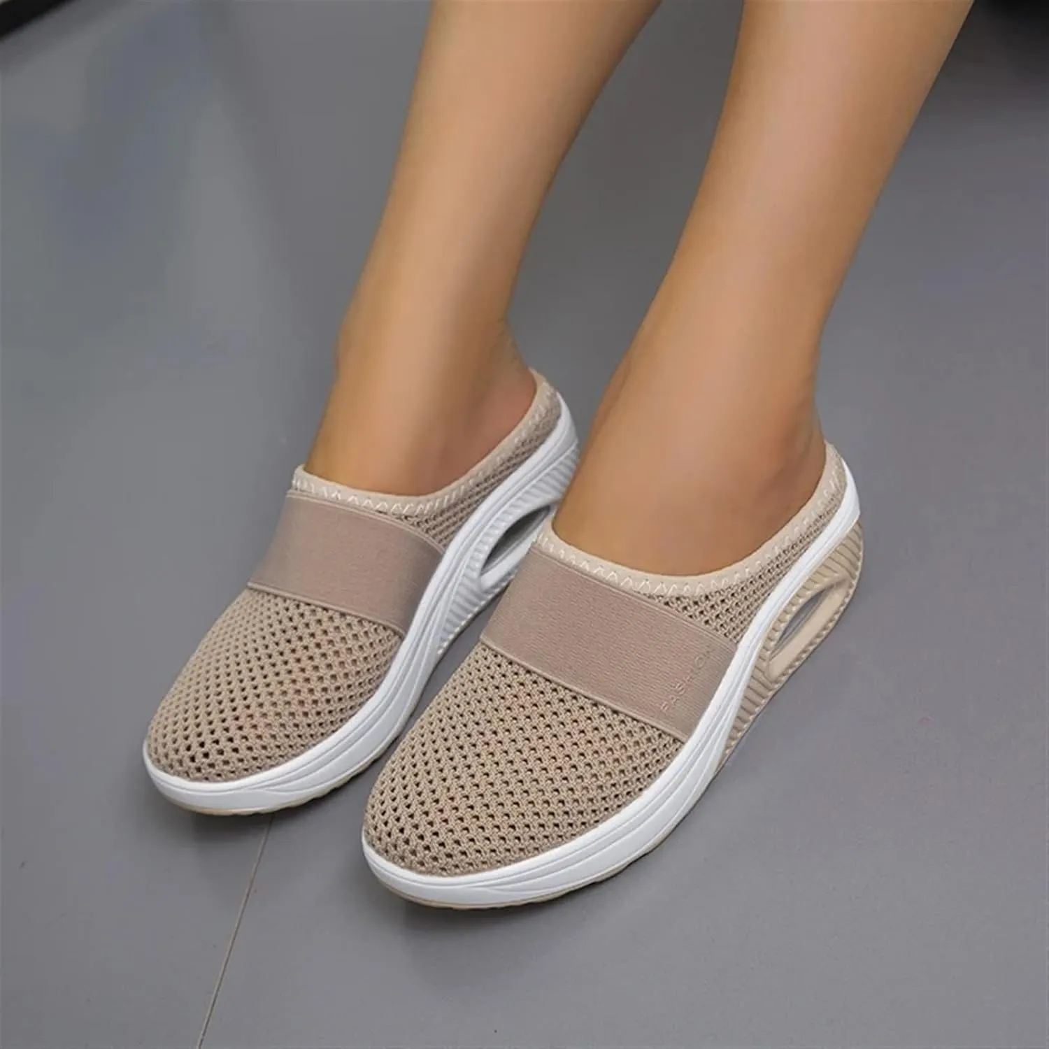 Mules for Women 2025 Backless Walking Sneakers Summer Slip-On Mule Shoes Air Cushion Platform Mesh Orthopedic Diabetic Clogs Lightweight Outdoor Slippers on Feet All Day