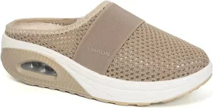 Mules for Women 2025 Backless Walking Sneakers Summer Slip-On Mule Shoes Air Cushion Platform Mesh Orthopedic Diabetic Clogs Lightweight Outdoor Slippers on Feet All Day