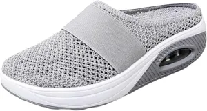 Mules for Women Comfortable Summer Comfort Mesh Hollow Out Backless Walking Sneakers Trendy Slip On Diabetic Air-Cushion Orthopedic Shoes BreathableWedge Platform Slippers with Arch Support