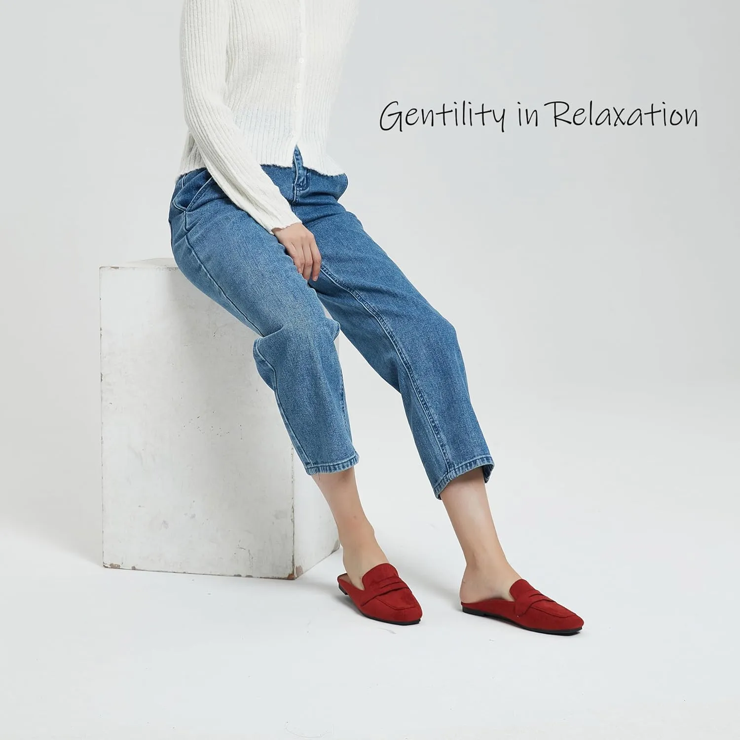 Mules for Women Shoes Slip on Flats Backless Penny Loafers Closed Toe Mule Slides