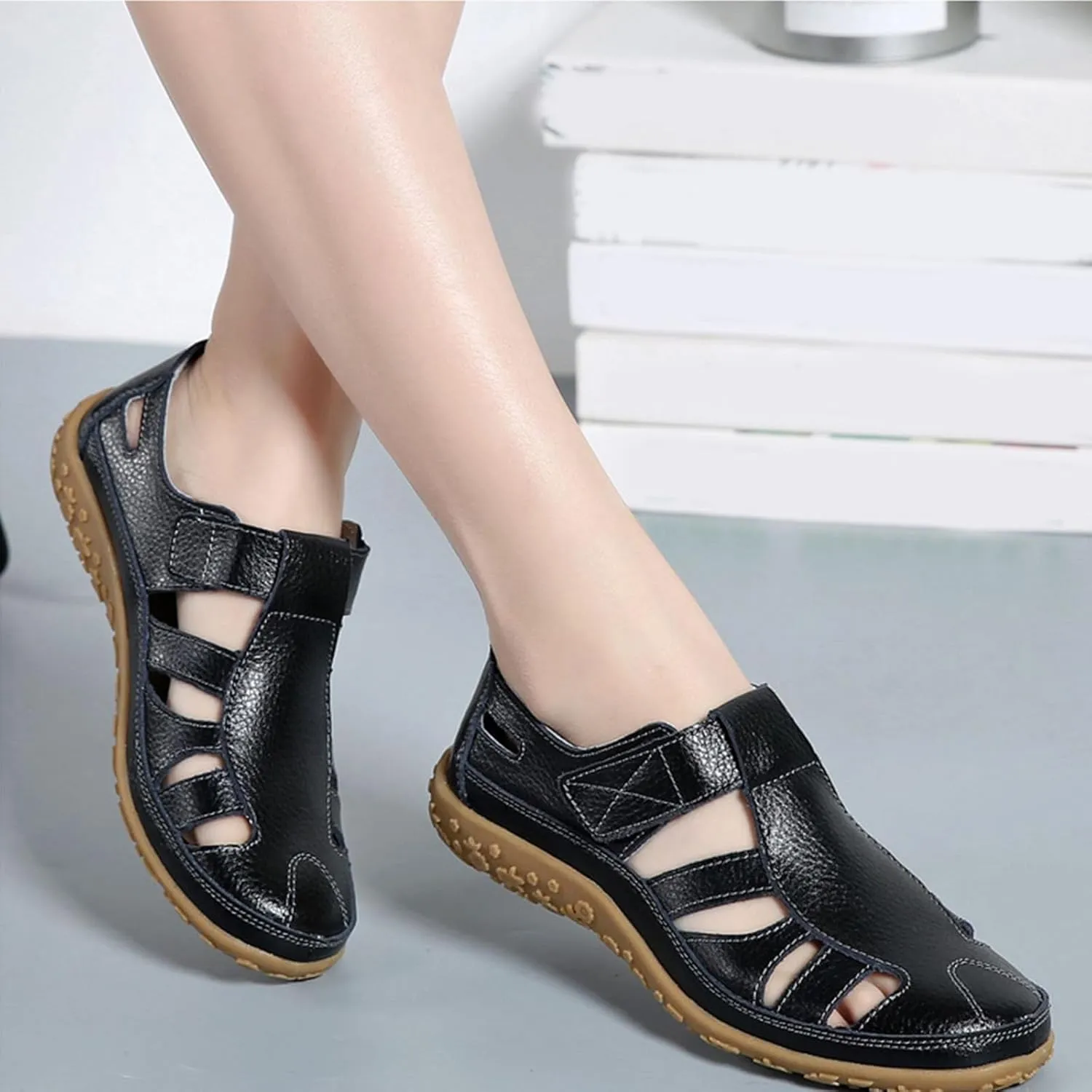 Mules for Women Wedge Sandals Comfortable Dressy Summer Closed Toe Casual Slip On Shoes with Adjustable Hook Loop Alicegana Comfort on Walking Orthopedic Low Heel Sandal Mule Slippers Clogs