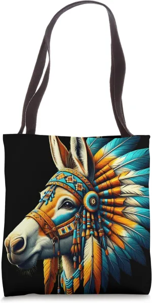 Native Indian Mule Native American Indian Feathers Tote Bag