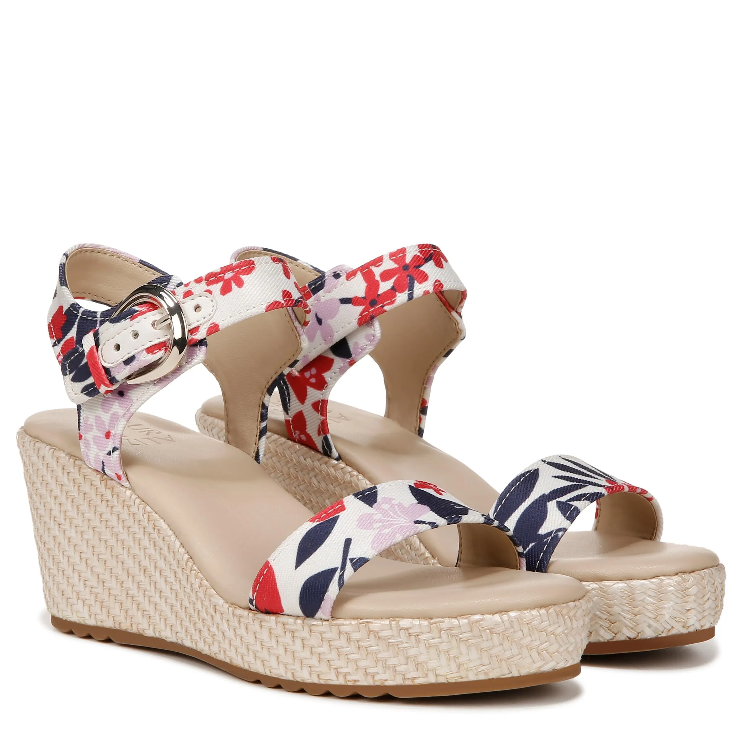 Naturalizer Womens Stella Open Toe Wedge Sandal Lilac Multi Floral 6.5 M