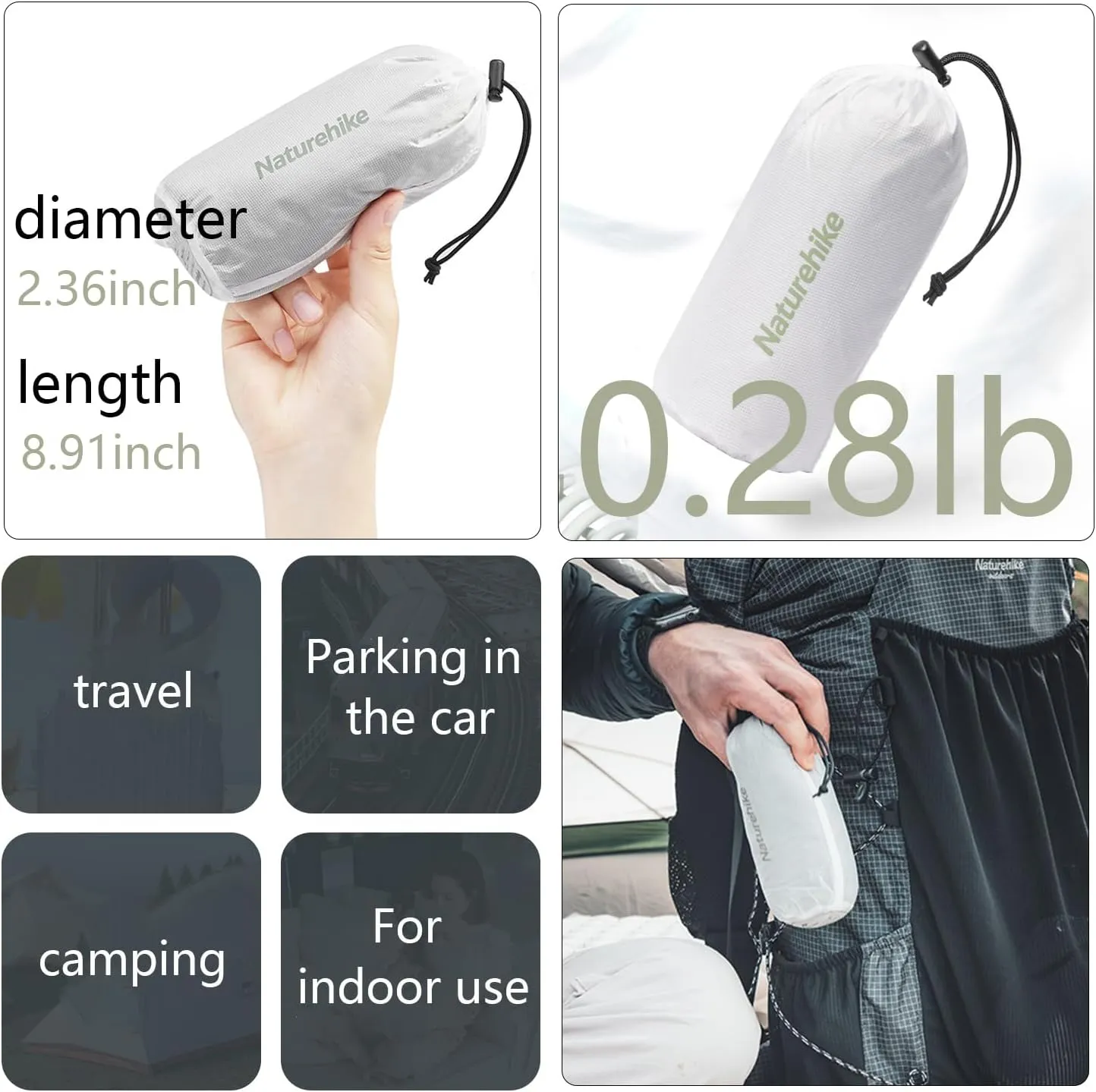 Naturehike Sleeping Bag Liner Ultra-Light 4.51oz - Adult Sleep Sack & Travel Sleep Sack Travel Sheets & Camping Sheet for Backpacking, Hotel, Hostels, Comfy & Easy Care, Full-Length
