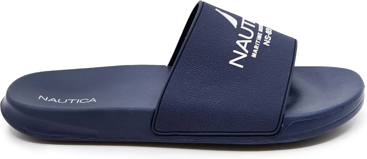 Nautica Men's Open Toe Slide Sandals - Comfortable Indoor & Outdoor Shower Slippers