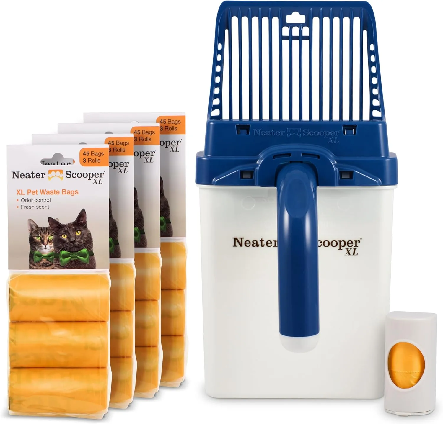 Neater Pets Neater Scooper XL Cat Litter Scoop, 195 Refill Bags – Extra-Large Capacity Mess-Free Cat Litter Scooper with Bag for Large & Multiple Cats, Spill-Proof Litter Box Scooper with Scoop Holder