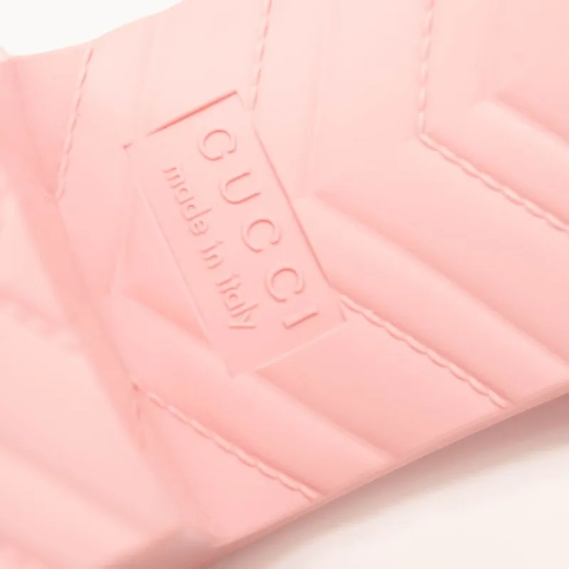 NEW Gucci Rubber Logo Platform Slide Sandal Pink EU 38
