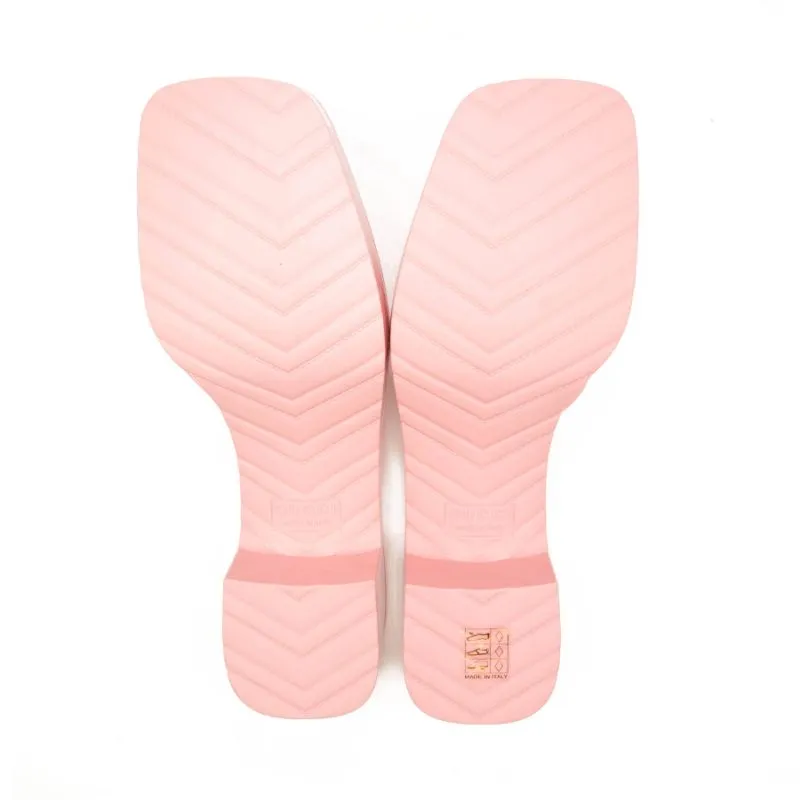 NEW Gucci Rubber Logo Platform Slide Sandal Pink EU 38