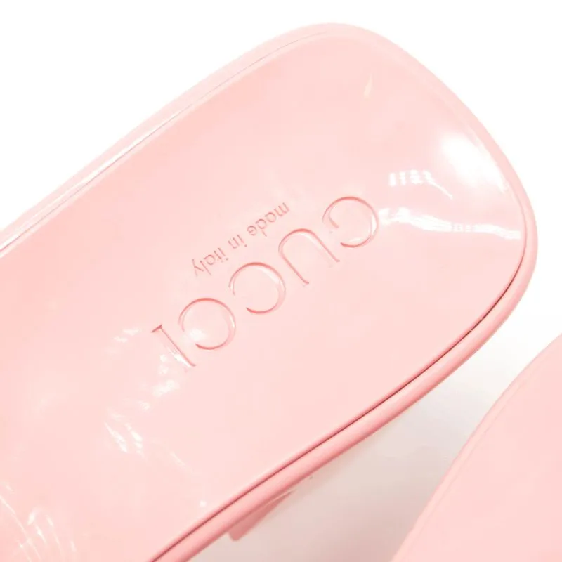 NEW Gucci Rubber Logo Platform Slide Sandal Pink EU 38
