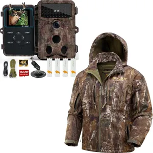 NEW VIEW Size 3XL Tree Camo Hunting Jacket and 4K 48MP Trail Camera